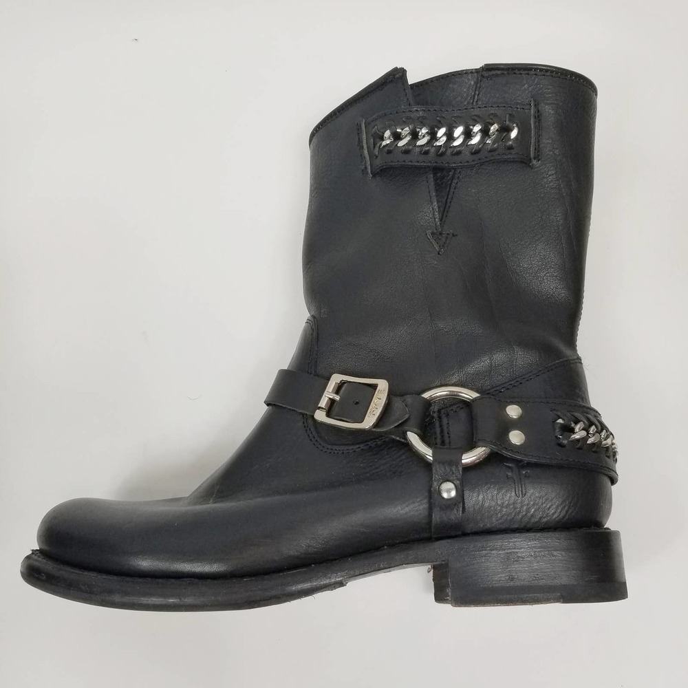 Frye Black Leather Harness Boots - Picture 3 of 12